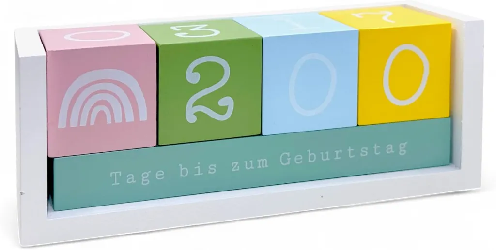 Jahres Countdown Kalender Würfel aus Holz