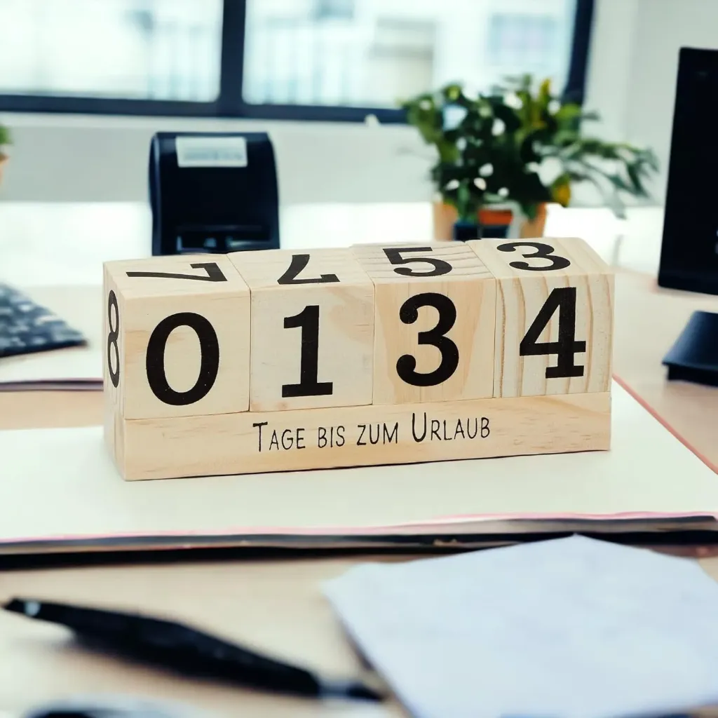 Jahres Countdown Kalender Würfel aus Holz