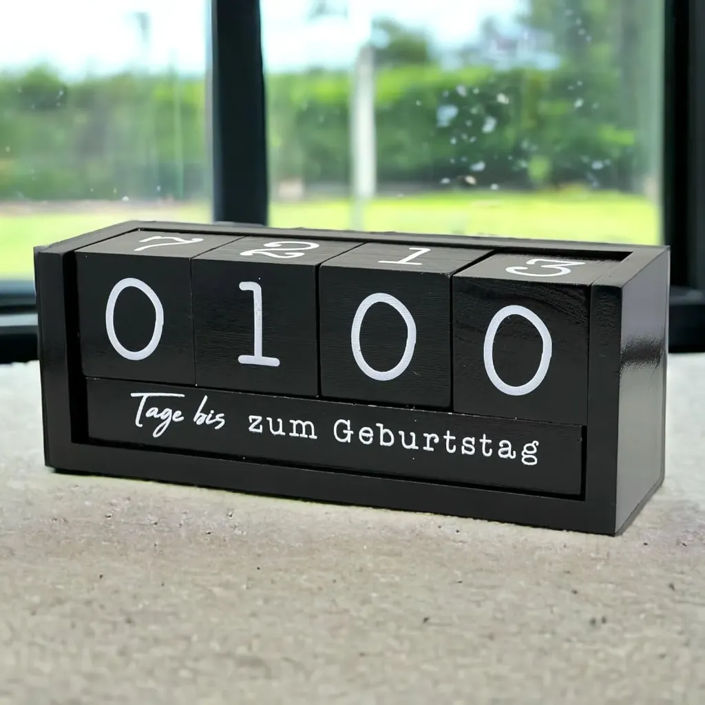 Jahres Countdown Kalender Würfel aus Holz