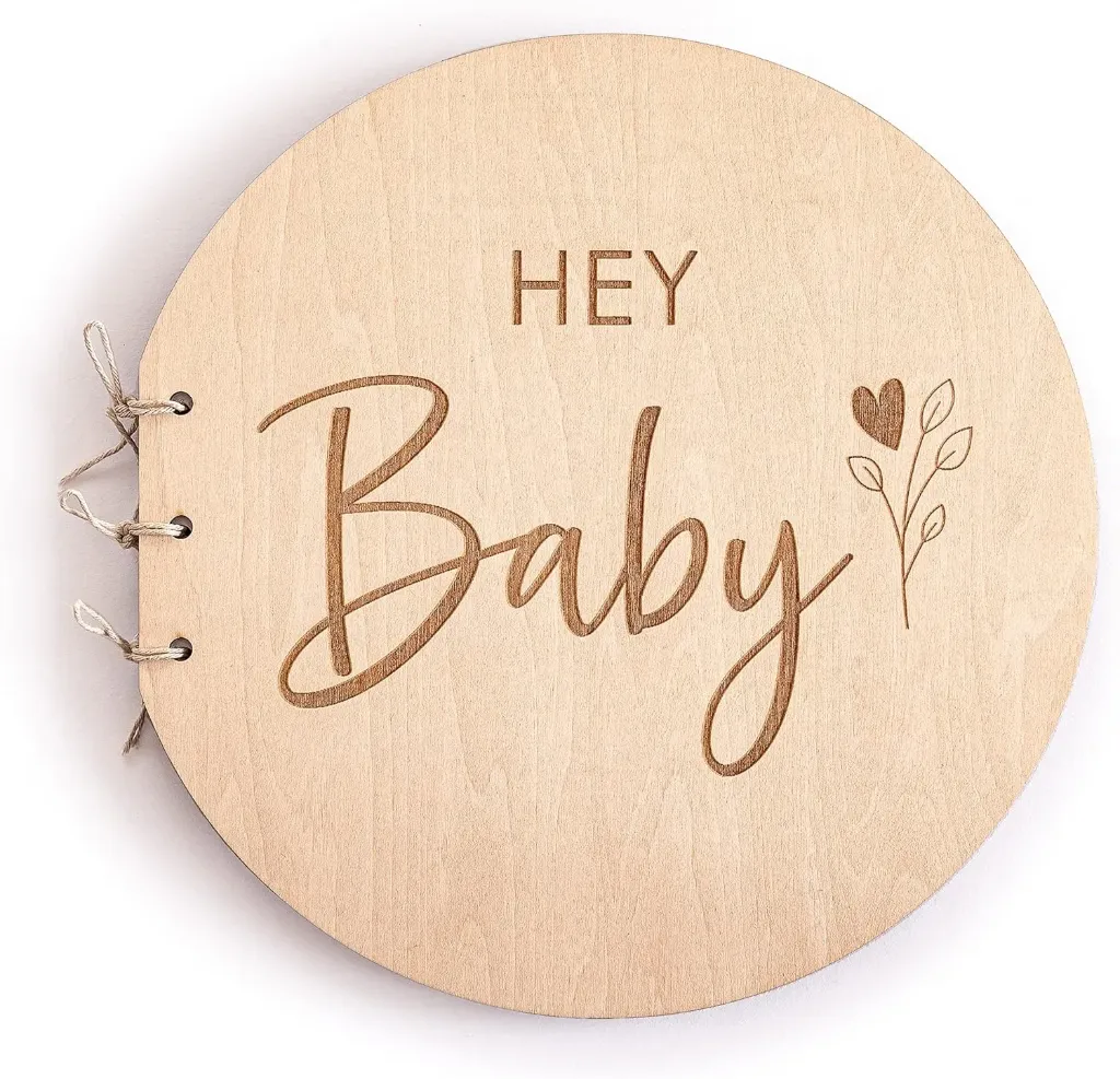 Babyparty Gästebuch mit Holzeinband