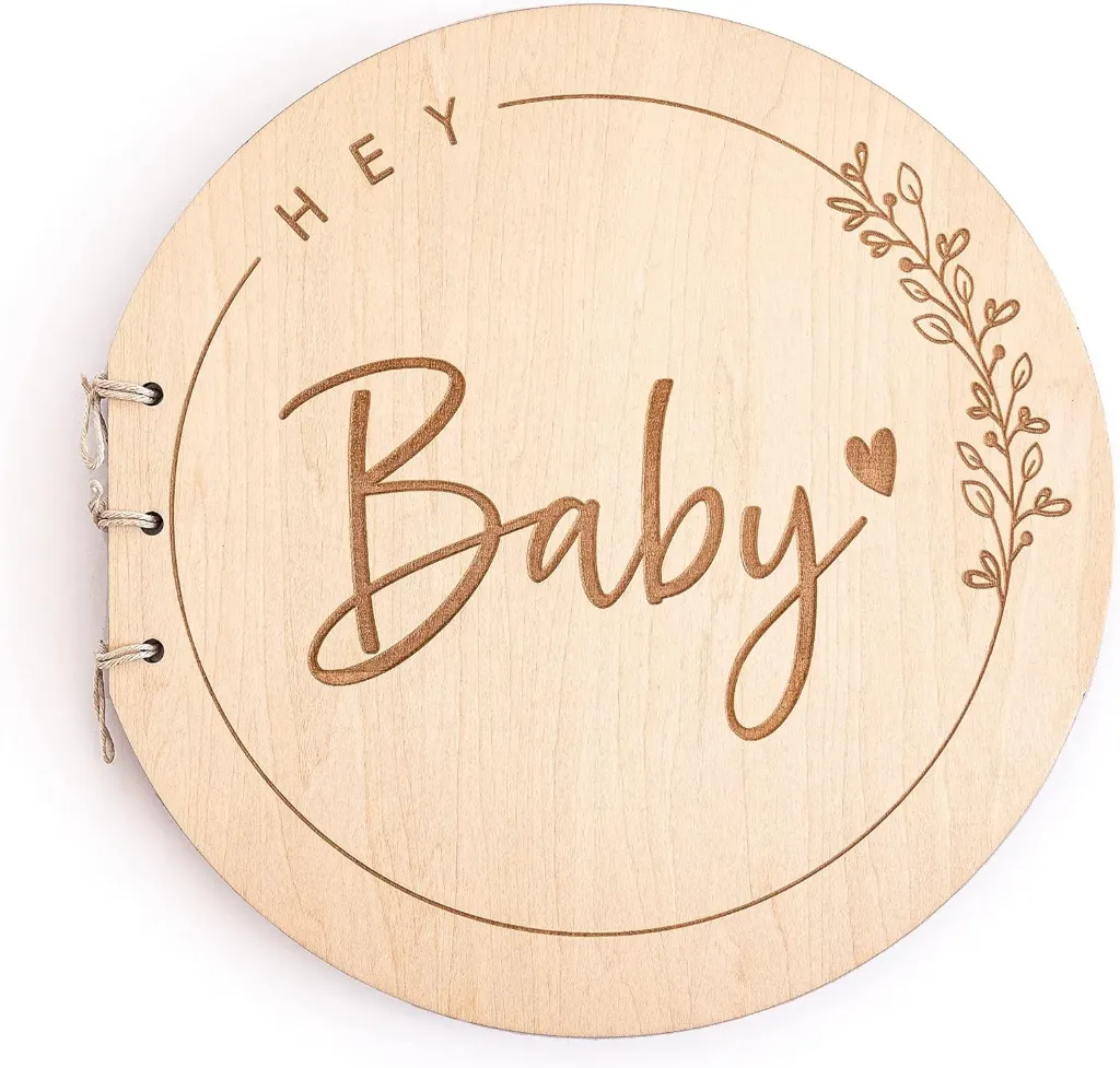 Babyparty Gästebuch mit Holzeinband