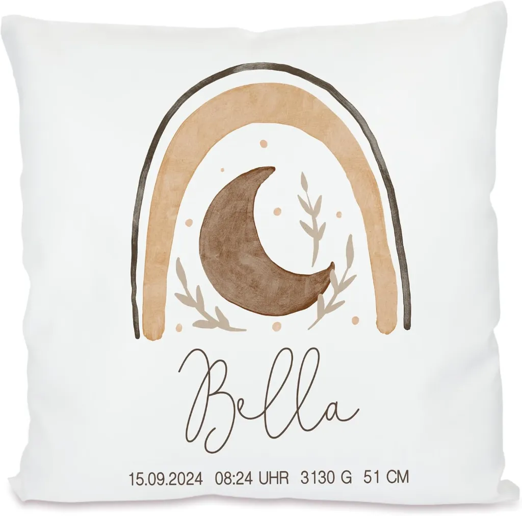 Personalisiertes Kissen mit Boho Regenbogen