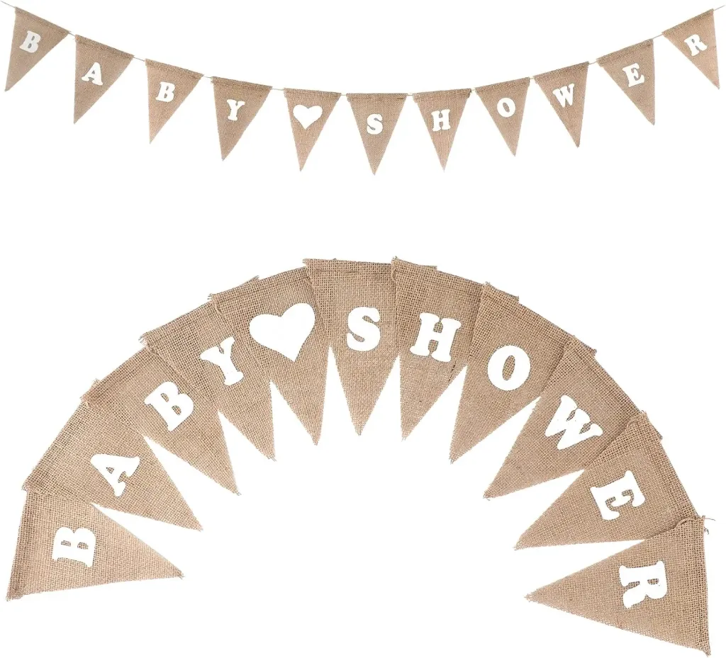 Schöne Leinen Wimpel Baby Shower