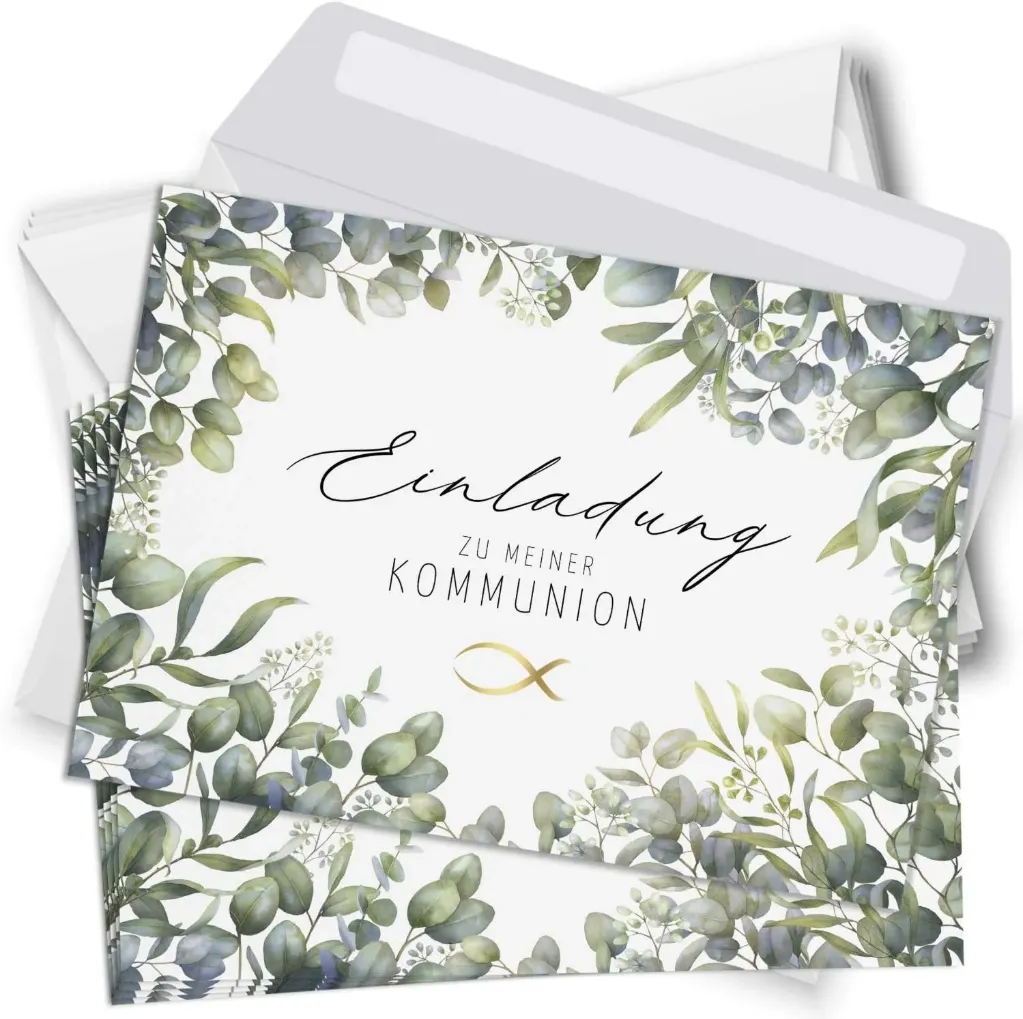 15 Einladungskarten Kommunion