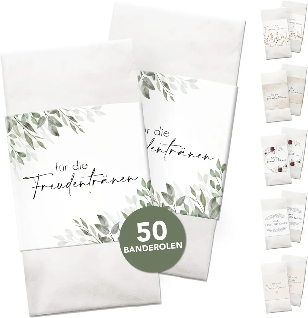 Freudentränen Taschentücher Banderole inkl. Klebepunkte